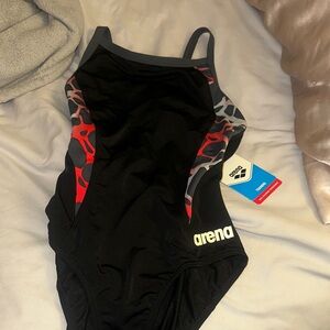 Arena Women's Black and Red One Piece Swimsuit